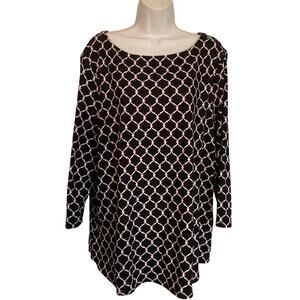 Charter Club Black Multicolor Stretch Comfortable Top/Tunic 3X
